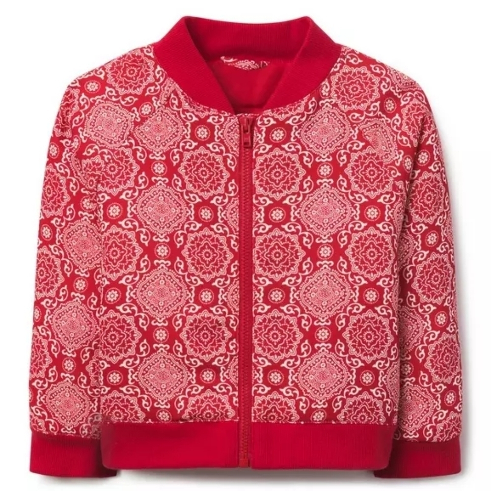 Janie & Jack 18-24 M Juno Valentine Red Bandana Print Full Zip Bomber Jacket